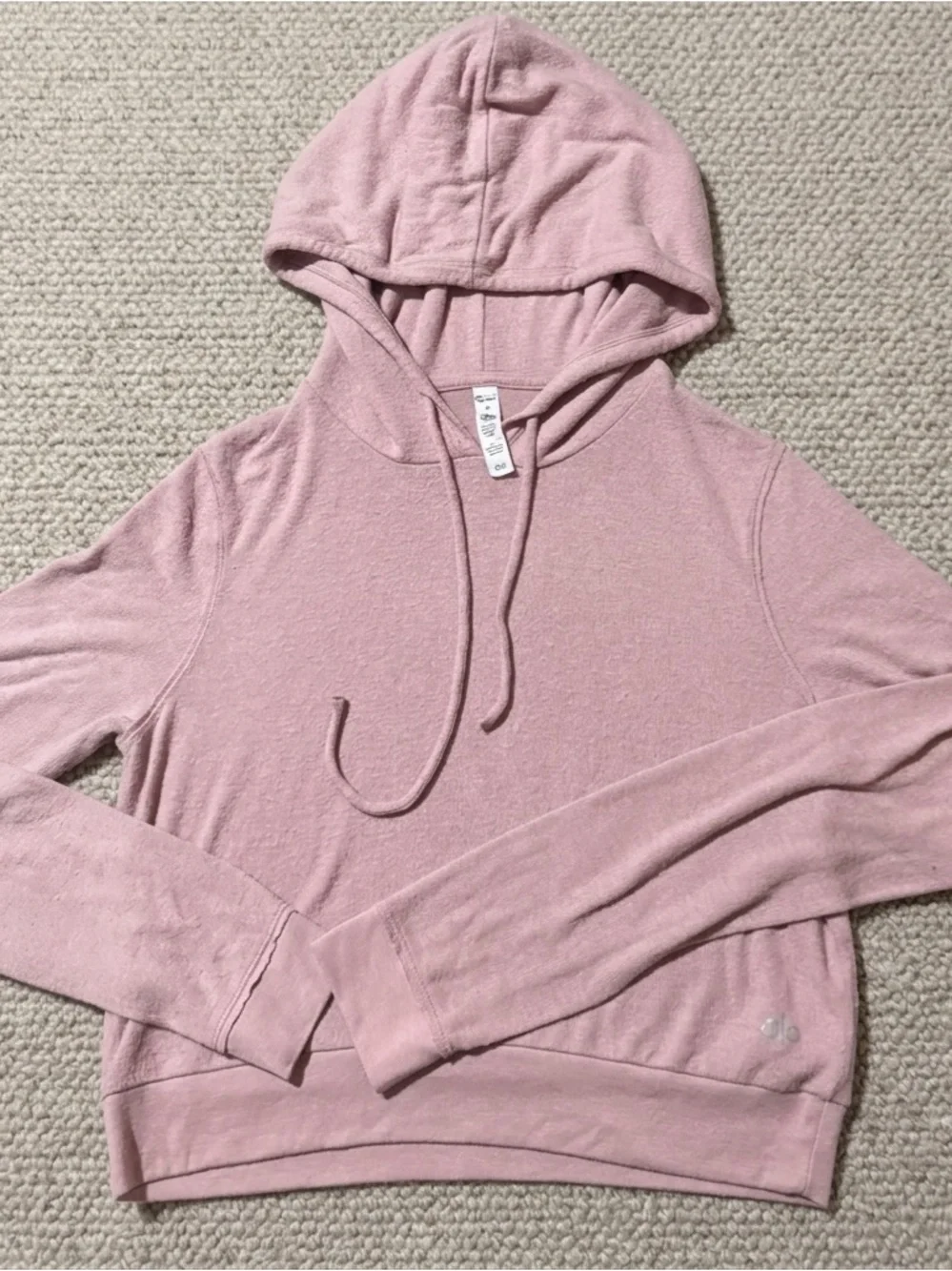 Alo Yoga Bae Cropped Hoodie Pink Mauve Size S
